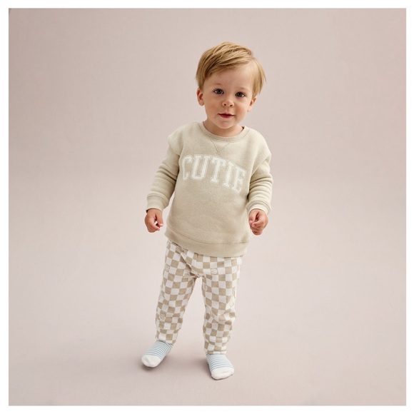 JUMPING BEANS Checkerboard Jogger Pants, Khaki & White, 24m - Picture 7 of 7